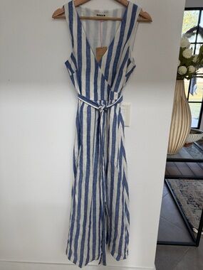 Boden Blue and White Striped Midi Dress